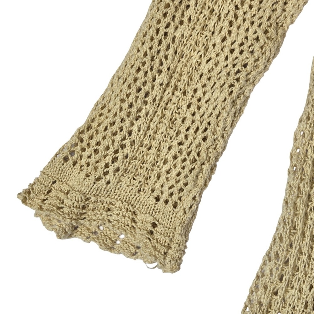 Habitat Boho Tan Linen Cotton Open Knit Cardigan Sweater XL Flowy Earthy Natural - Picture 5 of 7